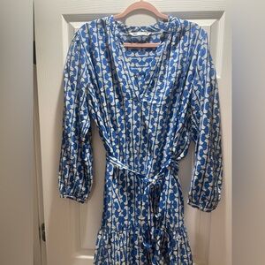 Zara Blue and White Geometric Dress